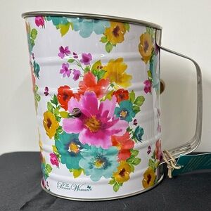 The Pioneer Woman White Floral Kitchen Sifter with Bright Multicolor Blooms